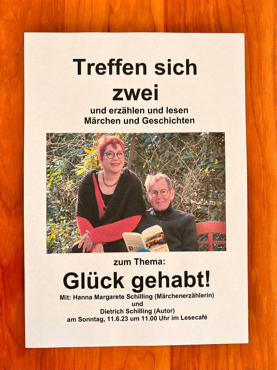 Flyer Lesung Treffen sich zwei